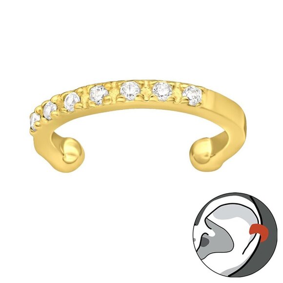 14K Gold Vermeil  Ear Cuff - Picture 1 of 7